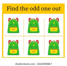 Find the odd one out. Puzzle game for kids. Task for development of attention and logic.  Vector illustration.