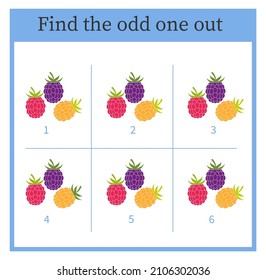 Find the odd one out. Visual logic puzzle for children. Vector illustration. 