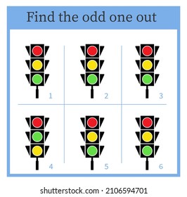 Find the odd one out. Visual logic puzzle for children. Vector illustration. 