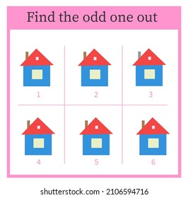 Find the odd one out. Visual logic puzzle for children. Vector illustration. 