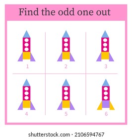 Find the odd one out. Visual logic puzzle for children. Vector illustration. 