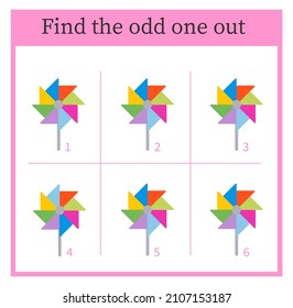 Find the odd one out. Visual logic puzzle for children. Vector illustration. 