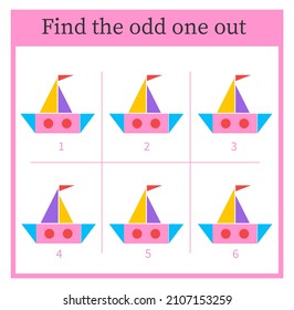 Find the odd one out. Visual logic puzzle for children. Vector illustration. 