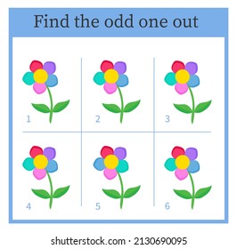 Find the odd one out. Visual logic puzzle for children. Vector illustration.
