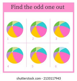 Find the odd one out. Visual logic puzzle for children. Vector illustration.