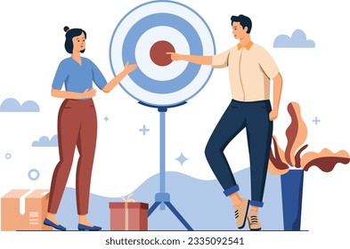 Buscar objetivos, ilustración plana vectorial