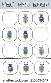 Find a pair or shadow  game with robots.  Worksheet for preschool kids, kids activity sheet, printable worksheet 


