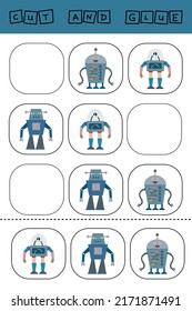 Find a pair or shadow  game with robots.  Worksheet for preschool kids, kids activity sheet, printable worksheet 

