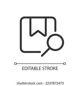 Finden Sie ein Pixel perfekt linear ui Symbol. Suchen Sie online nach einer Bestellung. Zauberer und Kiste. GUI, UX Design. Umrissene Benutzeroberfläche für App und Web. Bearbeitbarer Strich. Arithmetik verwendet