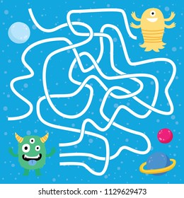 Find the path mini games for children with space and astronaut theme collection