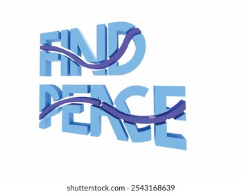 Find Peace Text 3D Rendering Typography Graffiti Logo Symbol, suitable for use on clothing t shirt, jewelry necklaces, birthday souvenirs, engagements, weddings