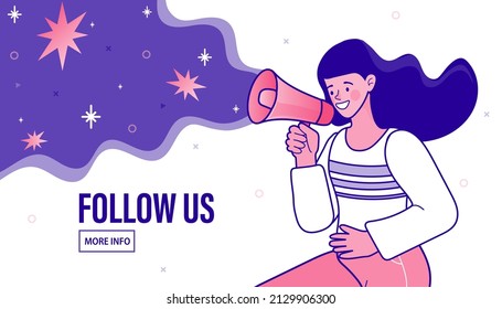 Find people employer business concept. Megaphone With We're Hiring Speech. Job hiring and online recruitment. Human Resources. Giving an announcement. People is using a speaker. Vector illustration.