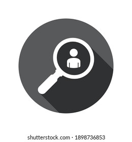 Find People Icon. Search Employee Icon. Search For Employees And Job, Business, Human Resource. Looking For Talent. Search Man Vector Icon. Job Search. Magnifying Glass With Men Inside.