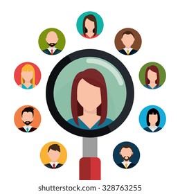 Find person and job interview graphic design, vector illustration