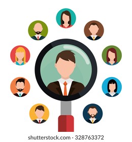 Find person and job interview graphic design, vector illustration