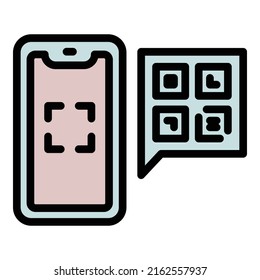 Find phone qr code icon outline vector. Scanner screen. Mobile scan
