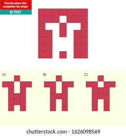 Find the piece that completes the shape. Visual intelligence questions, Logic questions