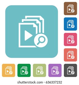 Find playlist item white flat icons on color rounded square backgrounds