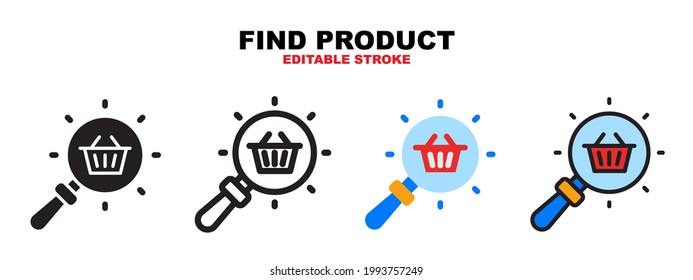 Find Product icon set with different styles. Icons designed in filled, outline, flat, glyph and line colored. Editable stroke and pixel perfect. Can be used for web, mobile, ui and more.