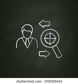 Find purpose chalk icon. Personal growth concept. Catch out goals. Self improving. Life purpose. Self development. Growth plan. Isolated vector illustration on chalkboard