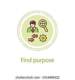 Find purpose concept line icon. Personal growth concept. Catch out goals. Self improving. Life purpose. Self development. Growth plan. Vector isolated conception metaphor illustration