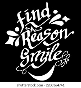 Find a reason smile, quotes doodle vector