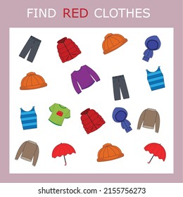 Find the  red clothes character among others. Looking for green. Logic game for children.
