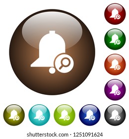 Find reminder white icons on round color glass buttons