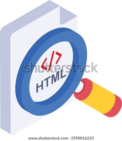 Find and Replace code isometric Concept, Browse html Vector Icon Design, Software and web development symbol, Computer Programming and Coding stock illustration, Hyper Text Document Design