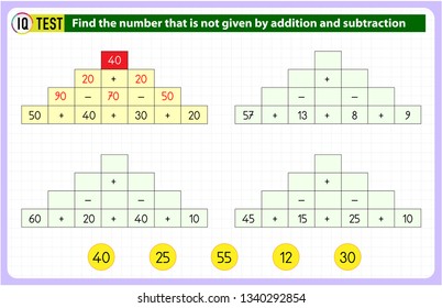 Find the result by doing the pyramid math operation, Addition and subtraction.