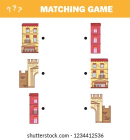Find the right pair for each part, educational game. Cartoon vector illustration