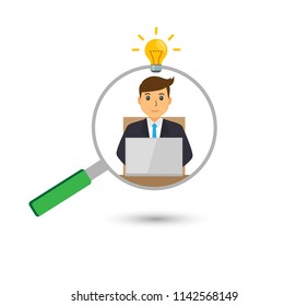	
Find the right person for the job concept with business, businessman
