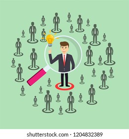 Find the right person for the job concept with business, businessman