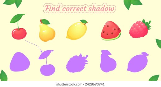 Find the right shade of fruit: peach, apple,cherry,lemon,watermelon, grape,raspberry