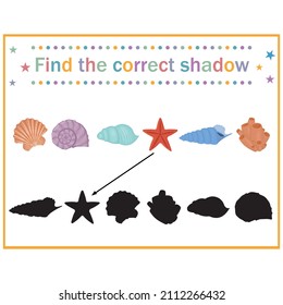 Find the right shadow, color vector illustration