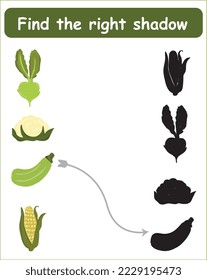 find the right shadow. Educational game for children. Find the right shadow. Kids activity with cartoon fruits.

