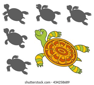 Find the right shadow image. Educational games for kids.cartoon turtle
