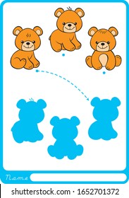 Encuentra la sombra correcta. Tres Osos De Teddy.