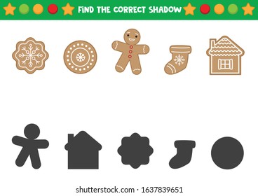 Find the right shadows of Christmas gingerbread cookie. 