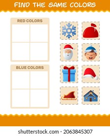 Find the same colors of christmas. Searching and Matching game. Educational game for pre shool years kids and toddlers