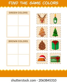 Find the same colors of christmas. Searching and Matching game. Educational game for pre shool years kids and toddlers
