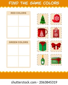 Find the same colors of christmas. Searching and Matching game. Educational game for pre shool years kids and toddlers