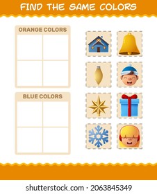 Encuentra los mismos colores de navidad. Juego de búsqueda y coincidencia. Juego educativo para niños y niños en edad preescolar