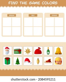 Find the same colors of christmas. Searching and Matching game. Educational game for pre shool years kids and toddlers