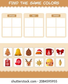 Encuentra los mismos colores de navidad. Juego de búsqueda y coincidencia. Juego educativo para niños y niños en edad preescolar
