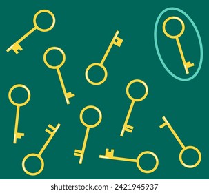 Find the same key. Vector illustration for children's entertainment.