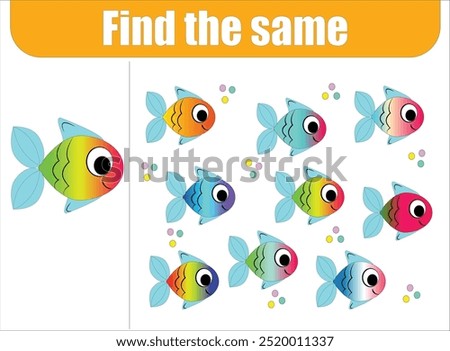 Find the same pictures , Matching game for kids, Preschool matching activity for children. Funny woodland educational logical quiz worksheet for kids. 