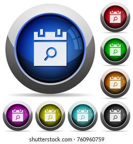 Find schedule item icons in round glossy buttons with steel frames