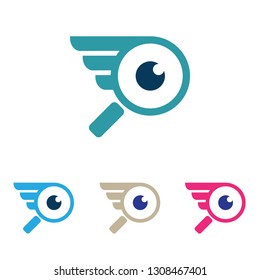 Find Search Spy Wing Flying Magnifying Glass Logo