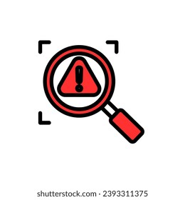 Find, Search, View, Error Flat Color Icon. Vector icon banner Template. Red color sign